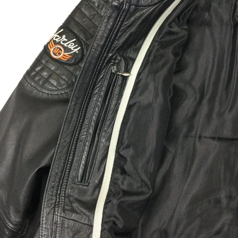 Harley Davidson Valley Motorcycle Jacket Black Leather Womens Size 1W 97166-13VW - Picture 6 of 12